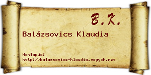 Balázsovics Klaudia névjegykártya